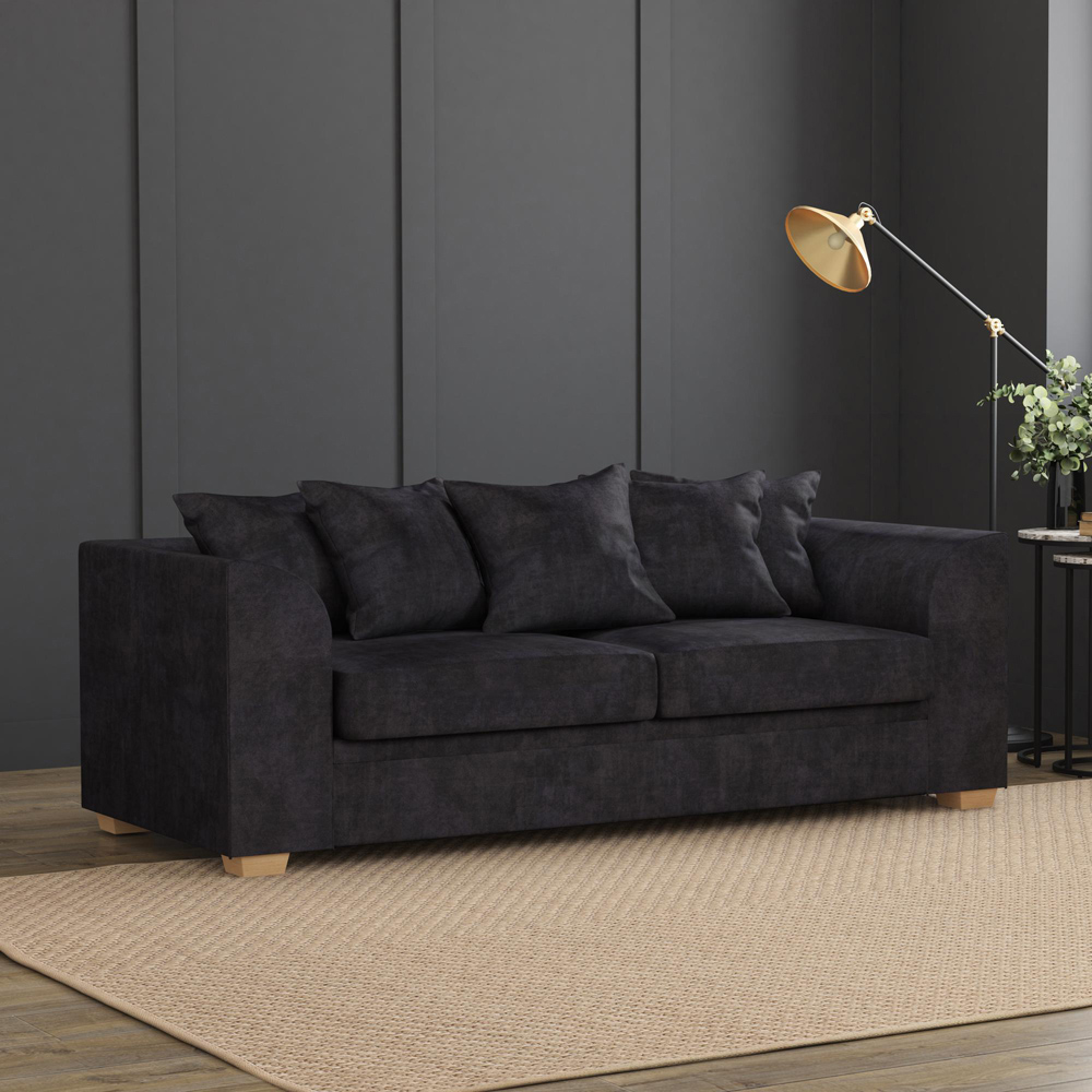 Modo 5 Seater Ebony Plush Velvet Scatter Back Sofa Set Image 5