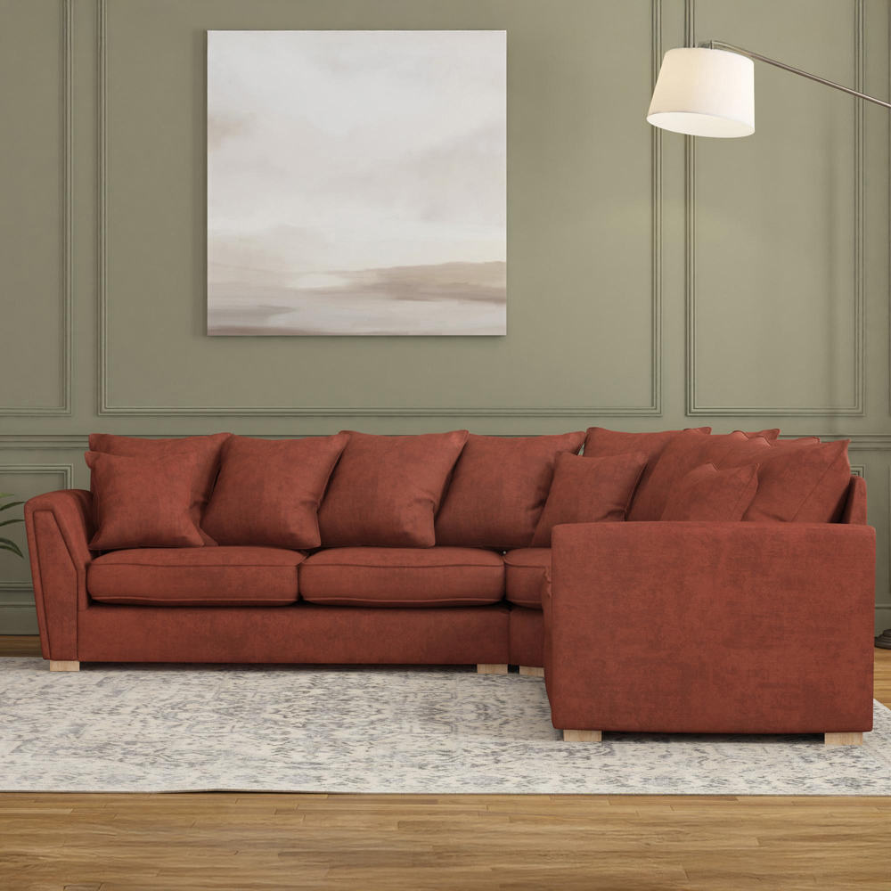 Wendleberry 4 Seater Marmalade Plush Velvet Scatter Back Corner Sofa Image 5