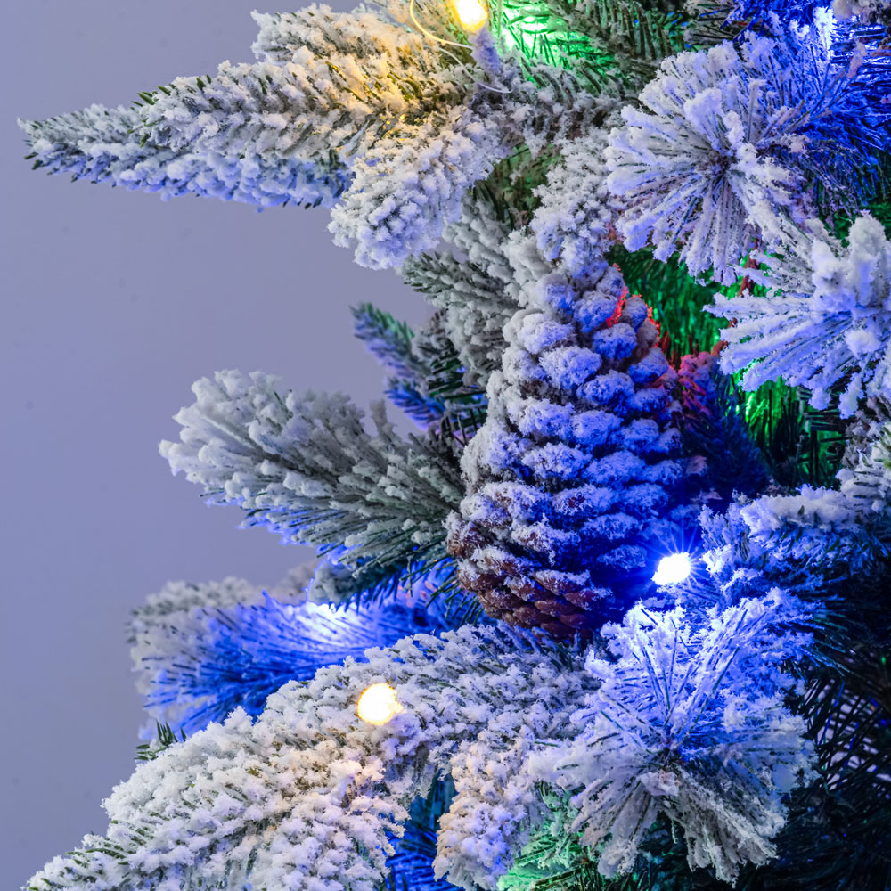 The Christmas Centre Kensington Multicolour LED Pre-Lit Frosted Fir Artificial Xmas Tree 6.5ft Image 6