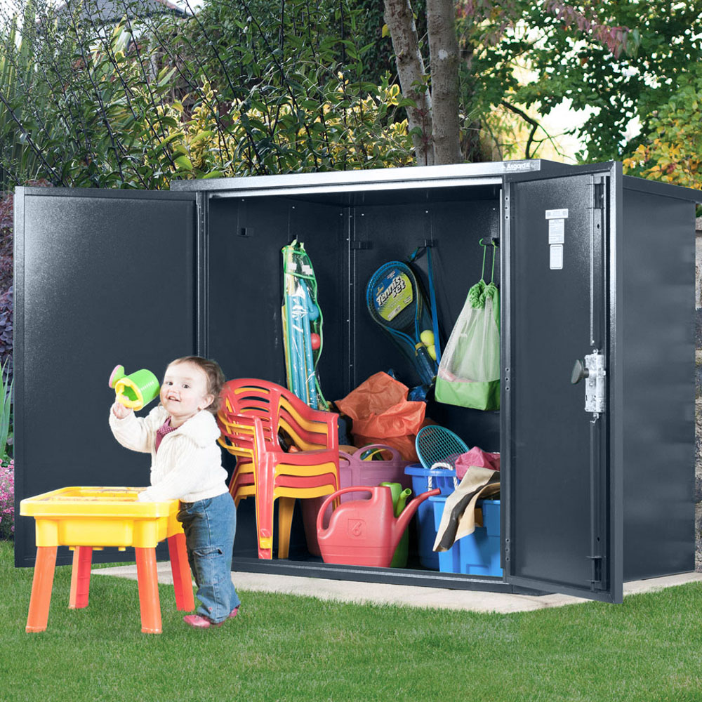 Asgard Secure Store 5 x 3ft Double Door Grey Caravan Storage Shed Image 2