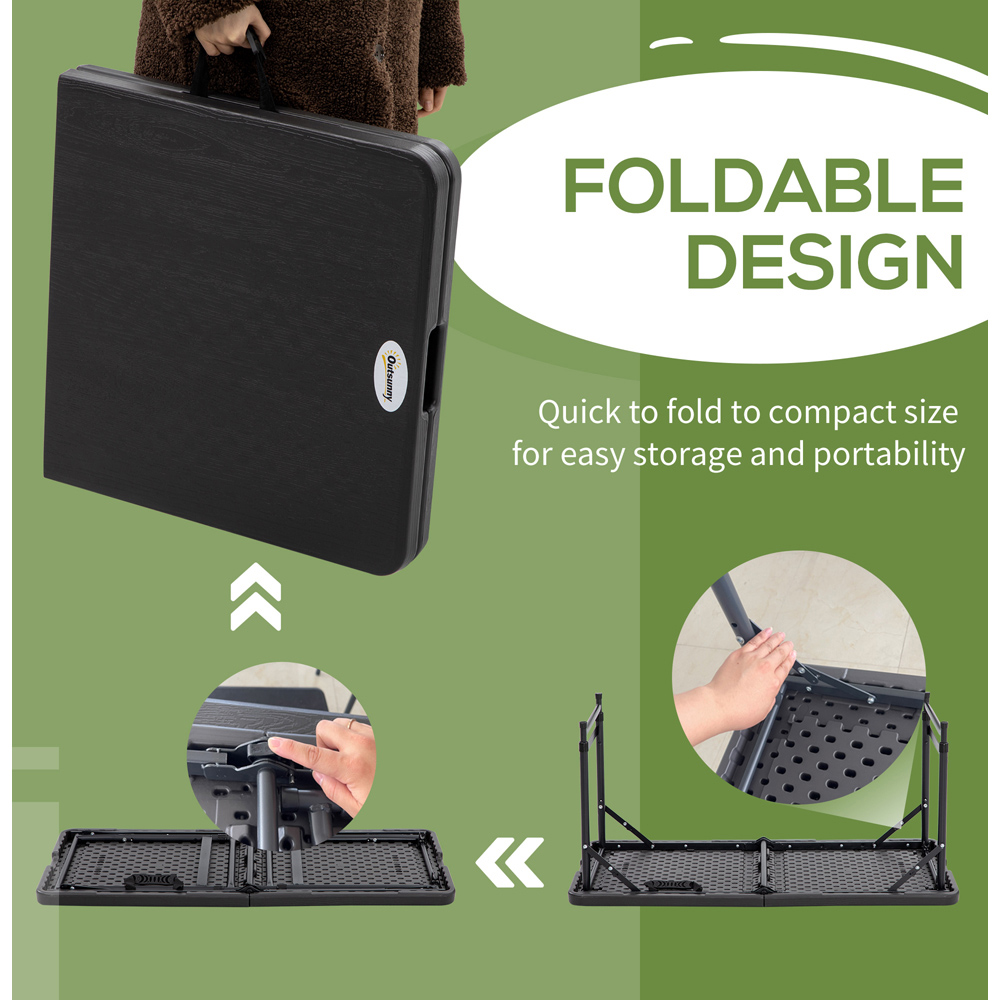 Outsunny 4 Seater Foldable Garden Dining Table Dark Grey Image 6