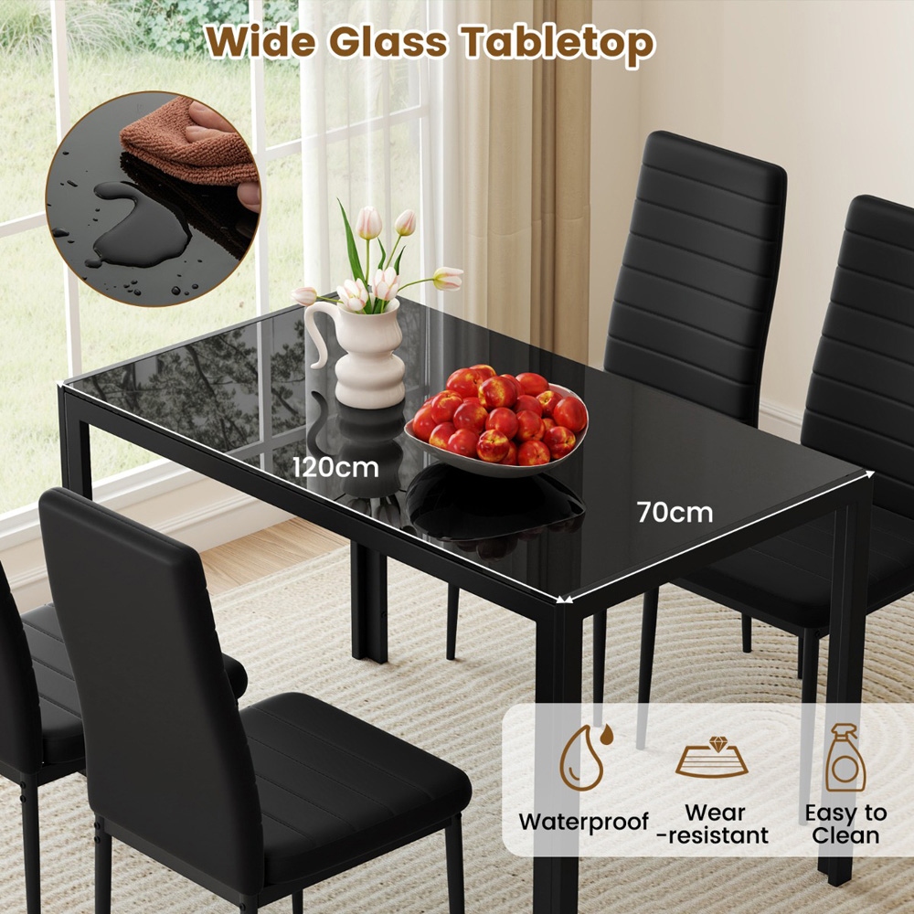 Costway 4 Seater Dining Table Set Black Image 6