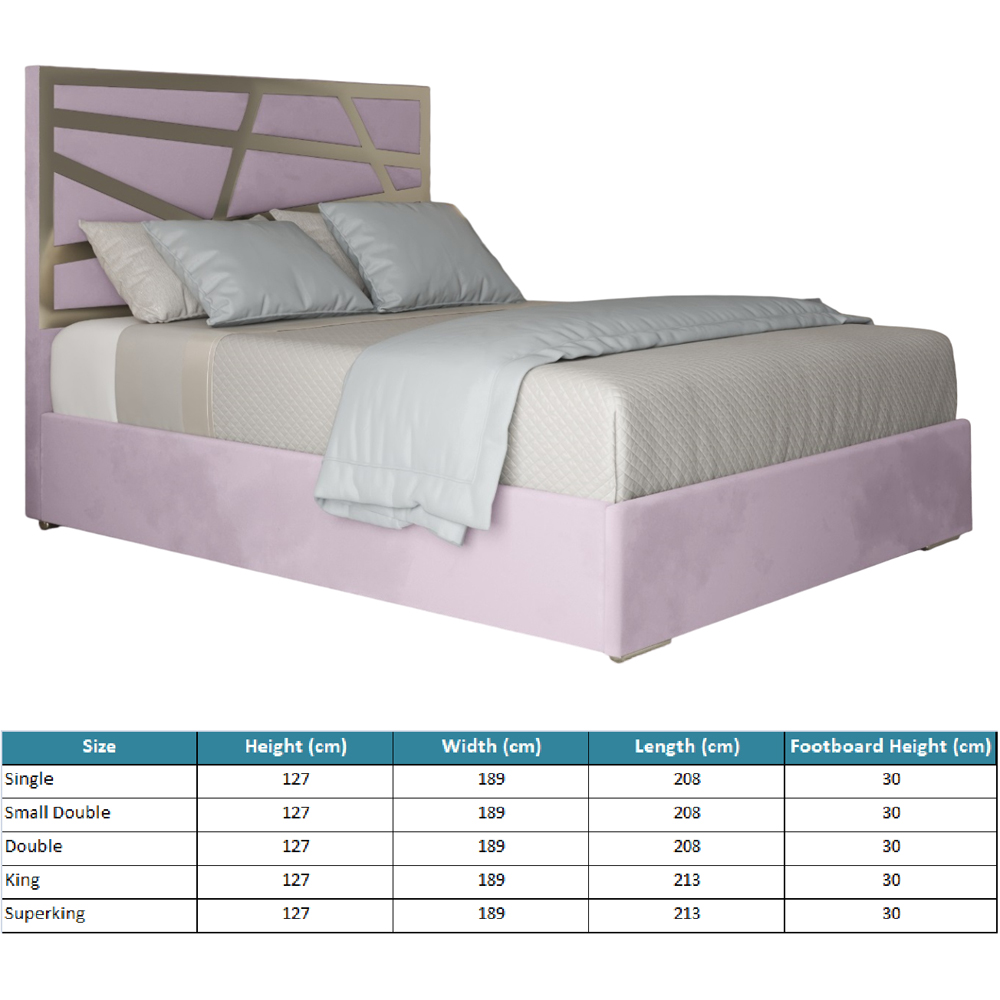 Arabella Pink Single Velvet Upholstered Metal Bed Frame with Panelled Headboard Image 7