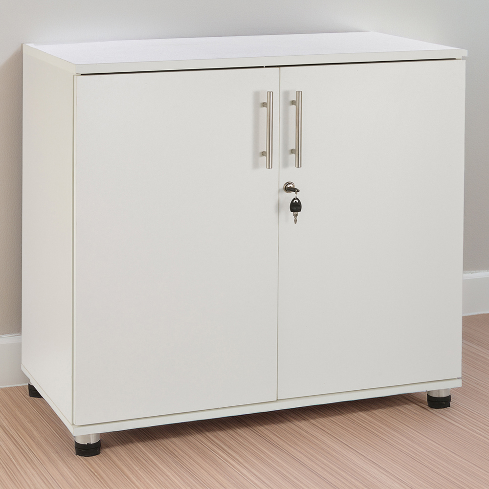 MMT Furniture Designs 2 Door White Lockable Filing Cabinet Image 1