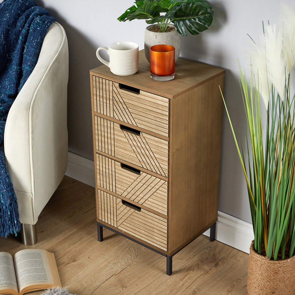 Home Source Mundesley 3 Drawer Wooden Geometric Storage Unit Image 5