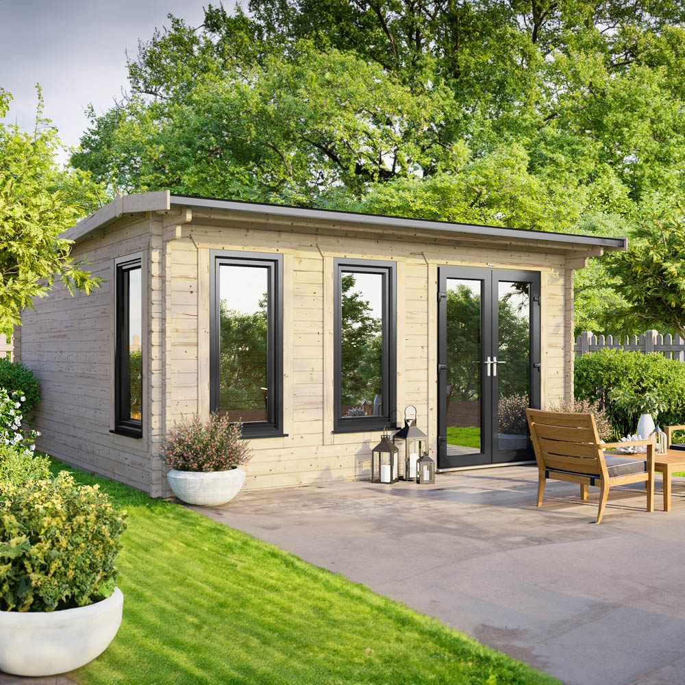 Power Sheds 16 x 14ft Right Double Door Apex Log Cabin Image 2