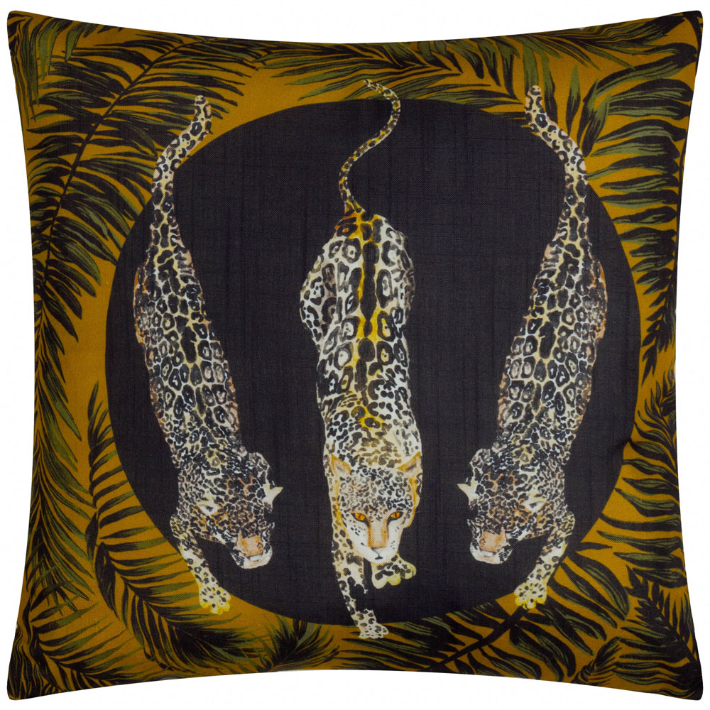 Paoletti Leopardis Black Trio Printed Polyester Filled Outdoor Cushion 50 x 50cm Image 1