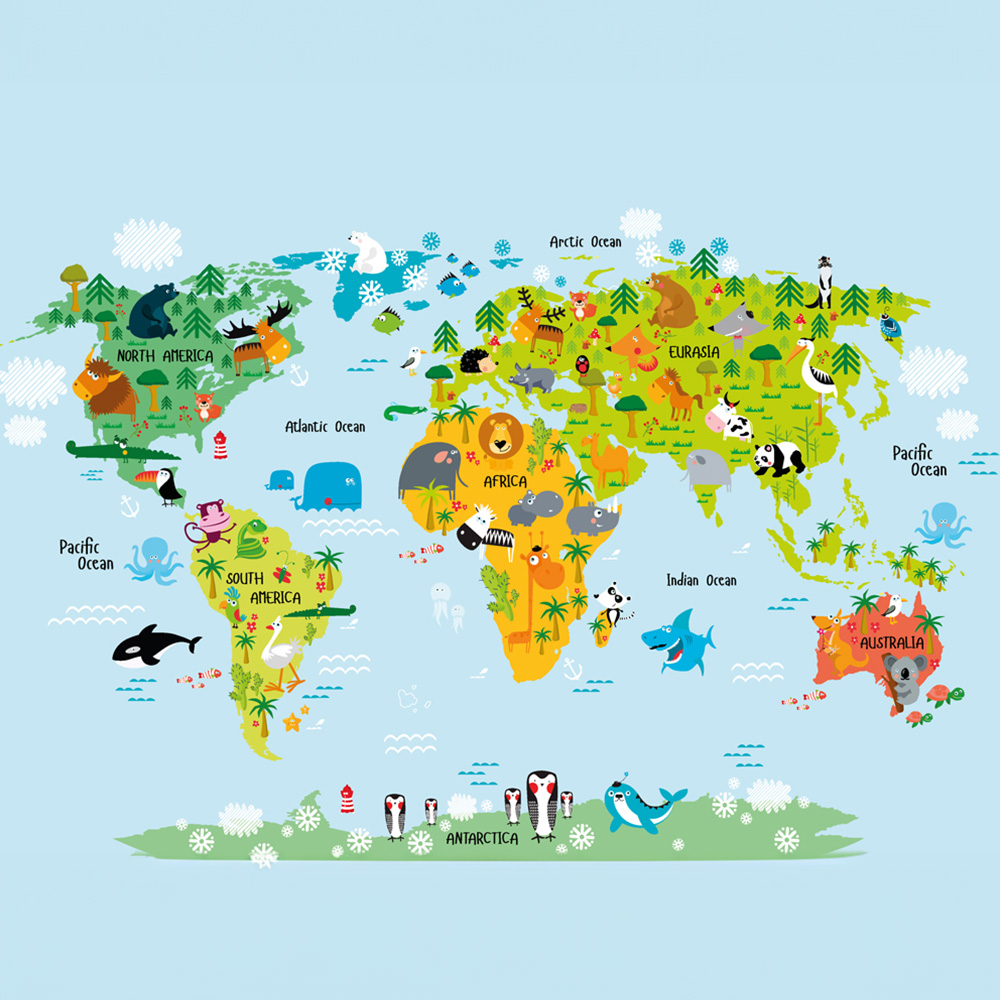 Origin Murals Whole Wide World Multicolour Wall Mural Image 2