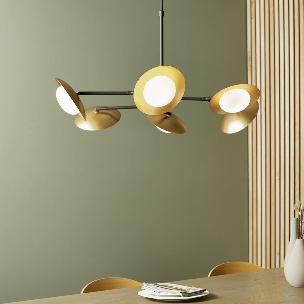 Merano Tivoli Gold and Dark Bronze 6 Light Ceiling Semi Flush Image 8