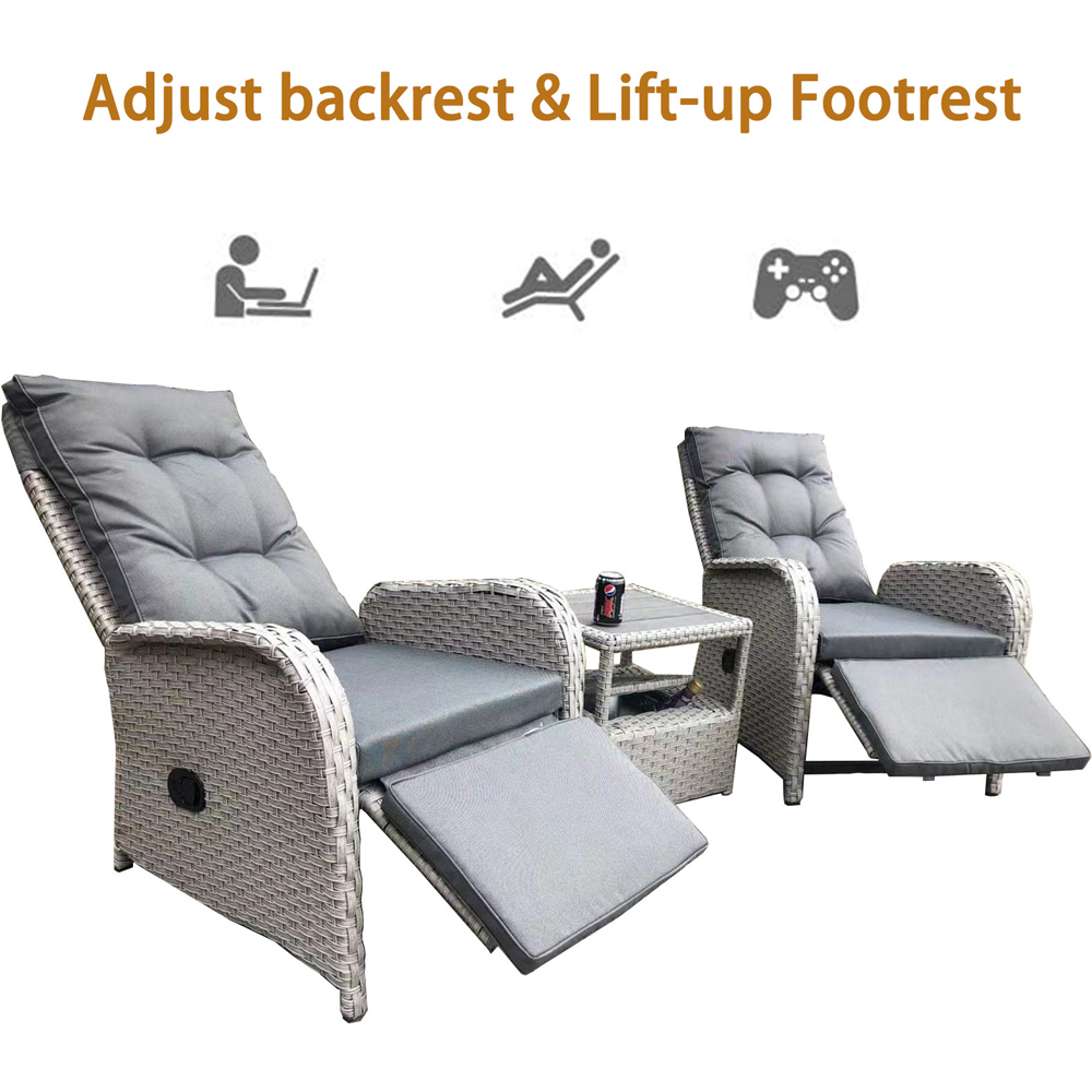 Furniture One 2 Seater Rattan Garden Recliner Lounge Set with Ice Bucket Image 4
