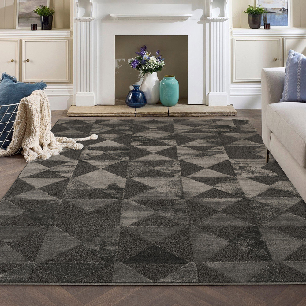 Desire Rugs Hamilton Dark Grey Geometric Triangle Mosaic Rug 120 x 170cm Image 5