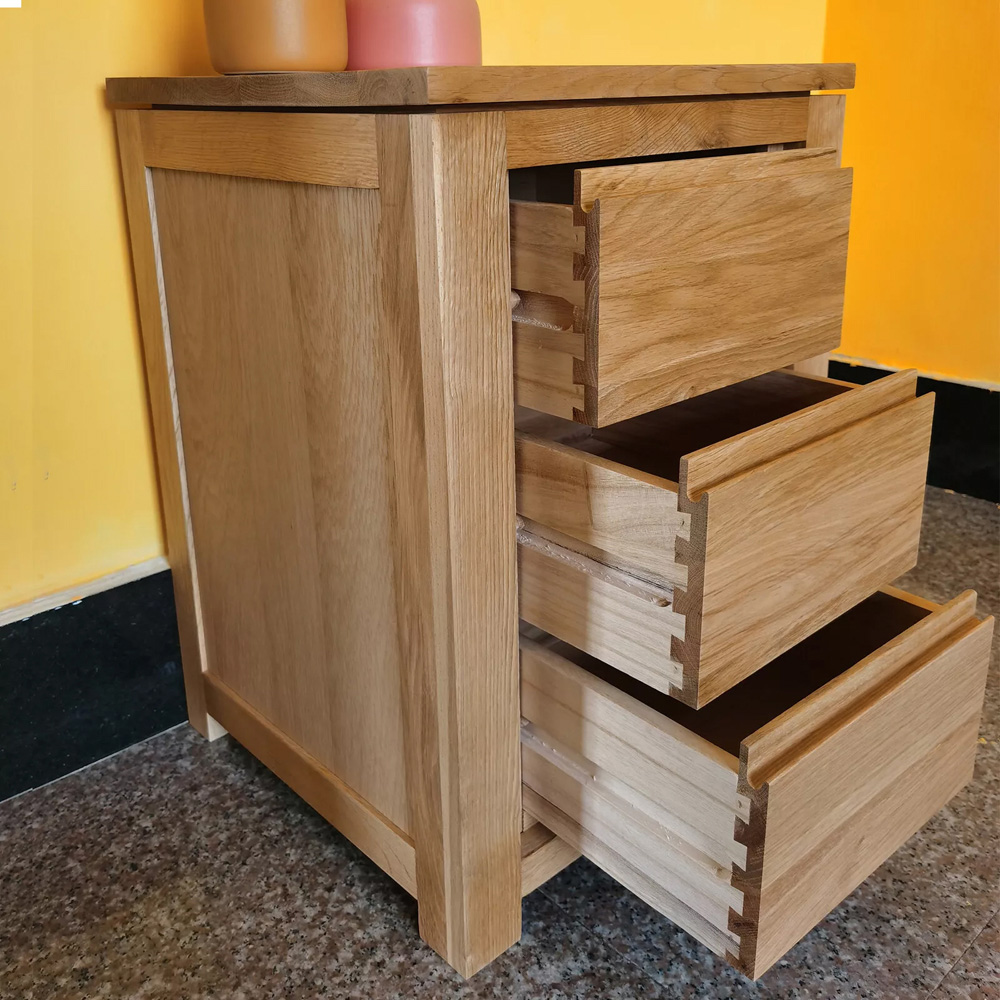 Furniture One 3 Drawer Oak Veneer Bedside Table Image 5