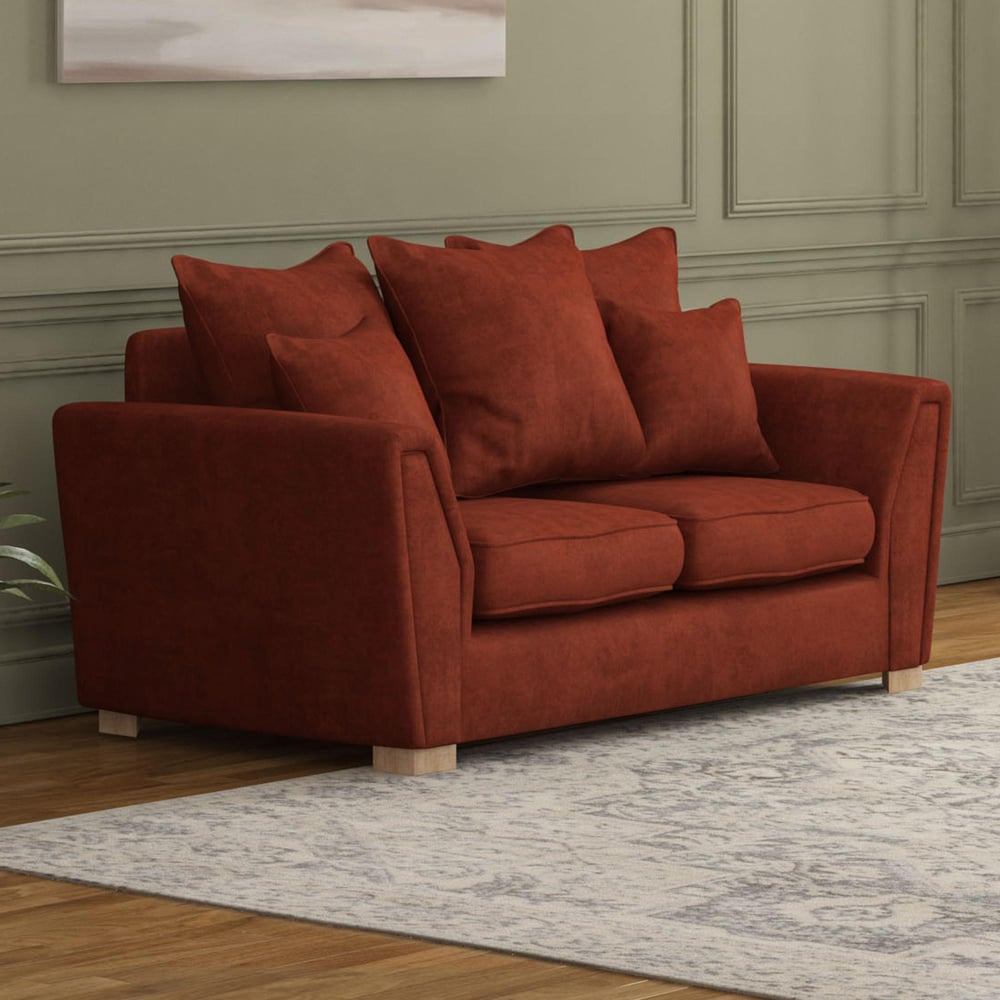 Wendleberry 2 Seater Marmalade Plush Velvet Scatter Back Sofa Image 5