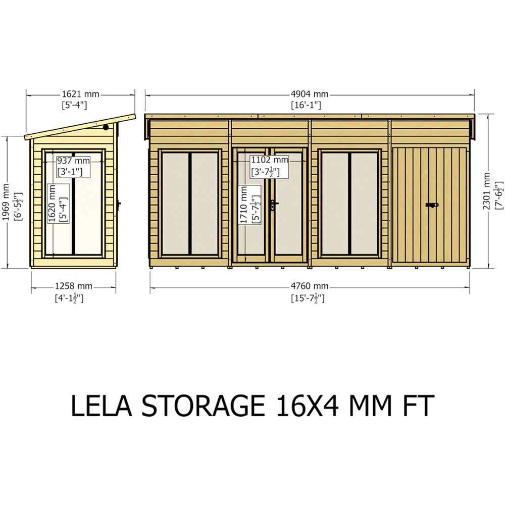 Shire Lela 16 x 4ft Double Door Summerhouse with Storage Image 9