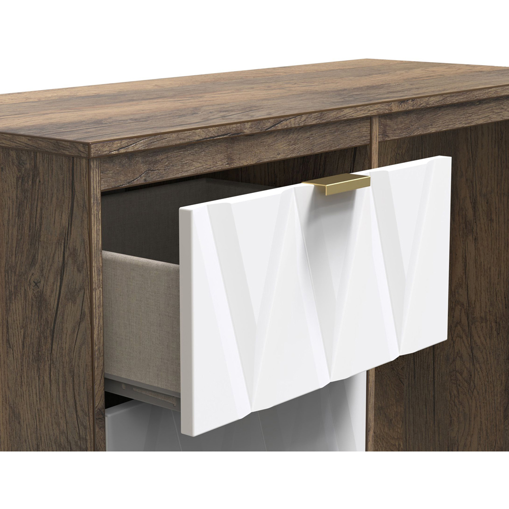 Crowndale Las Vegas 3 Drawer Matt White and Vintage Oak Dressing Table Image 6