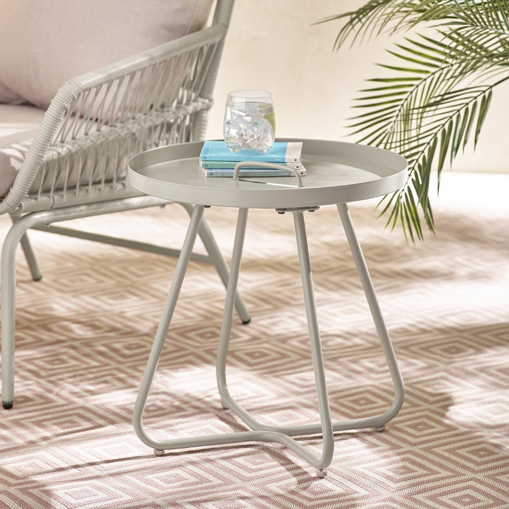 Furniturebox Agen Cream Metal Outdoor Round Side Table Image 5