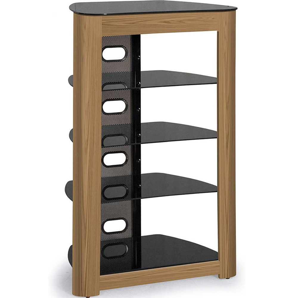 Centurion Supports Zinnia 5 Shelf Black with Oak Fascia Flat Screen Image 4