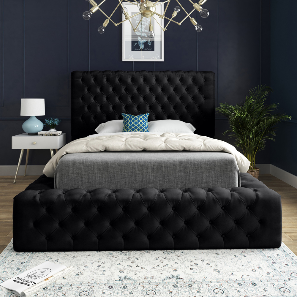 DS Living Cambridge Small Double Black Soft Velvet Bed Frame Image 3