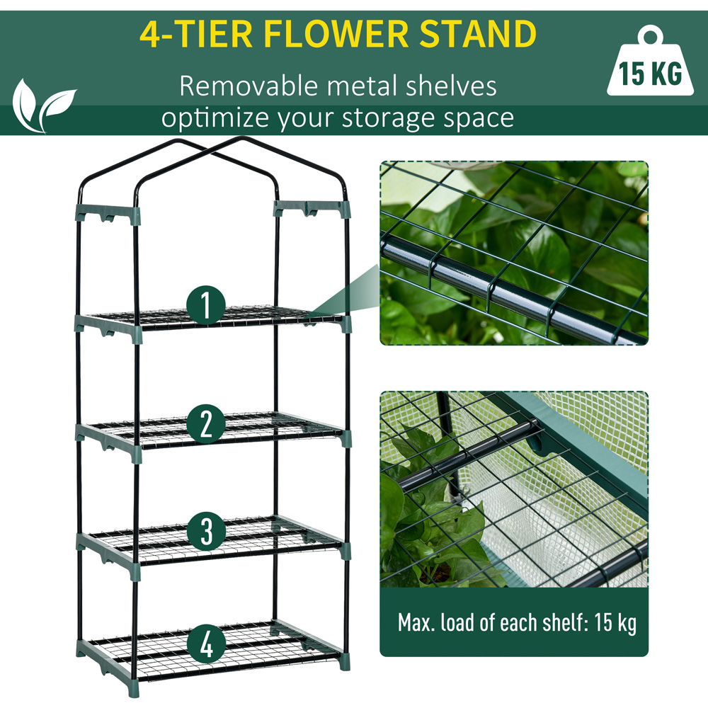 Outsunny White PE 2.3 x 1.6ft 4-Tier Mini Greenhouse Image 7