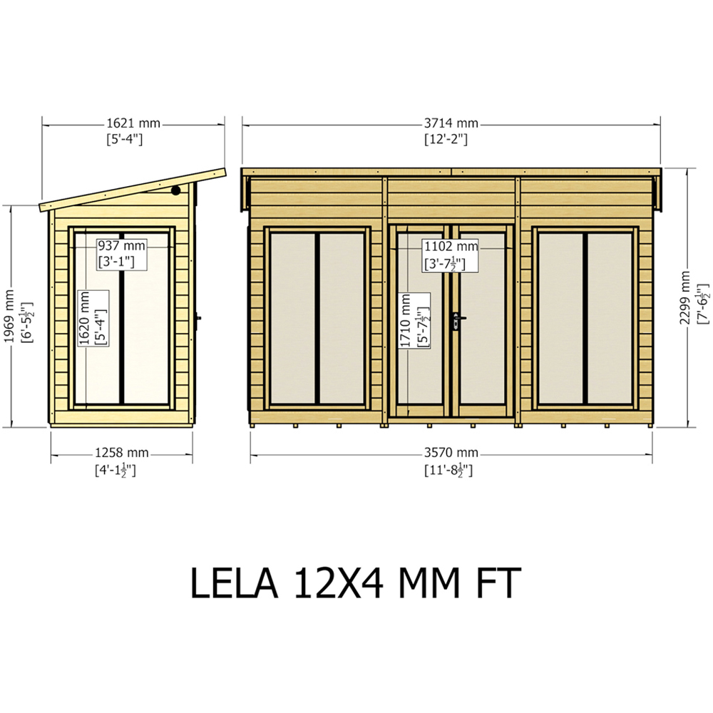 Shire Lela 12 x 4ft Double Door Summerhouse Image 9