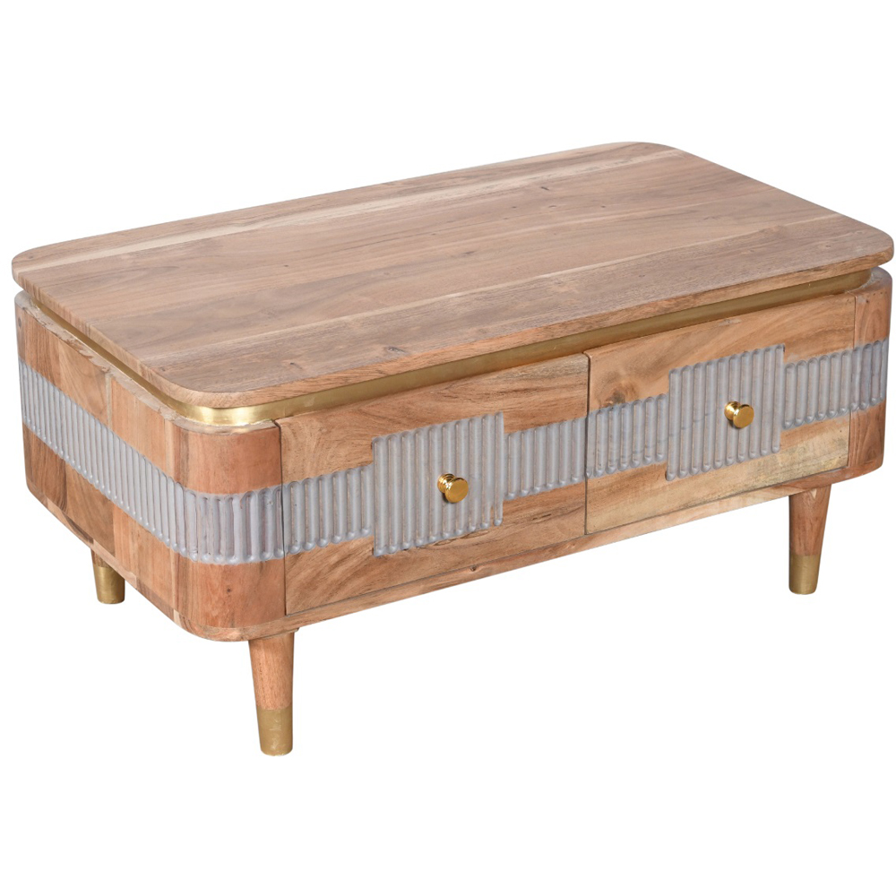 Brooklyn Wilton 2 Drawer Acacia Wood Coffee Table Image 2