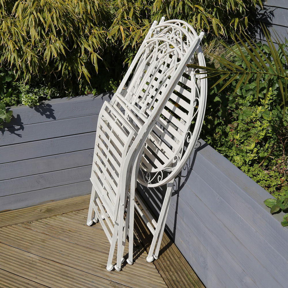 Charles Bentley Wrought Iron 2 Seater Bistro Set White Image 4