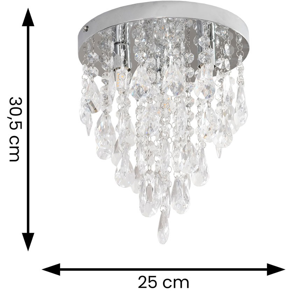 ValueLights Lara Chrome Flush Chandelier Style Acrylic Droplet LED Ceiling Light Image 7