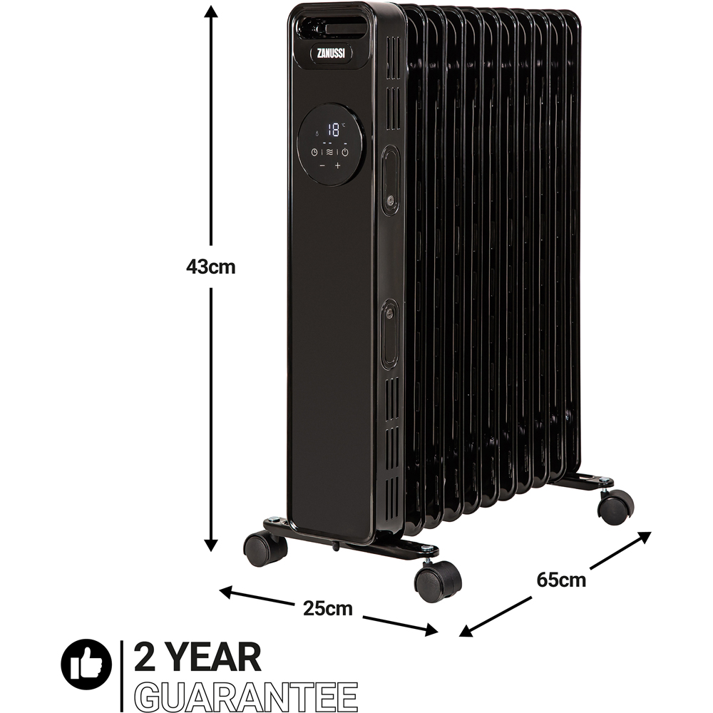 Zanussi Black 11-Fin Digital Touch Control Oil Filled Radiator 2300W Image 9