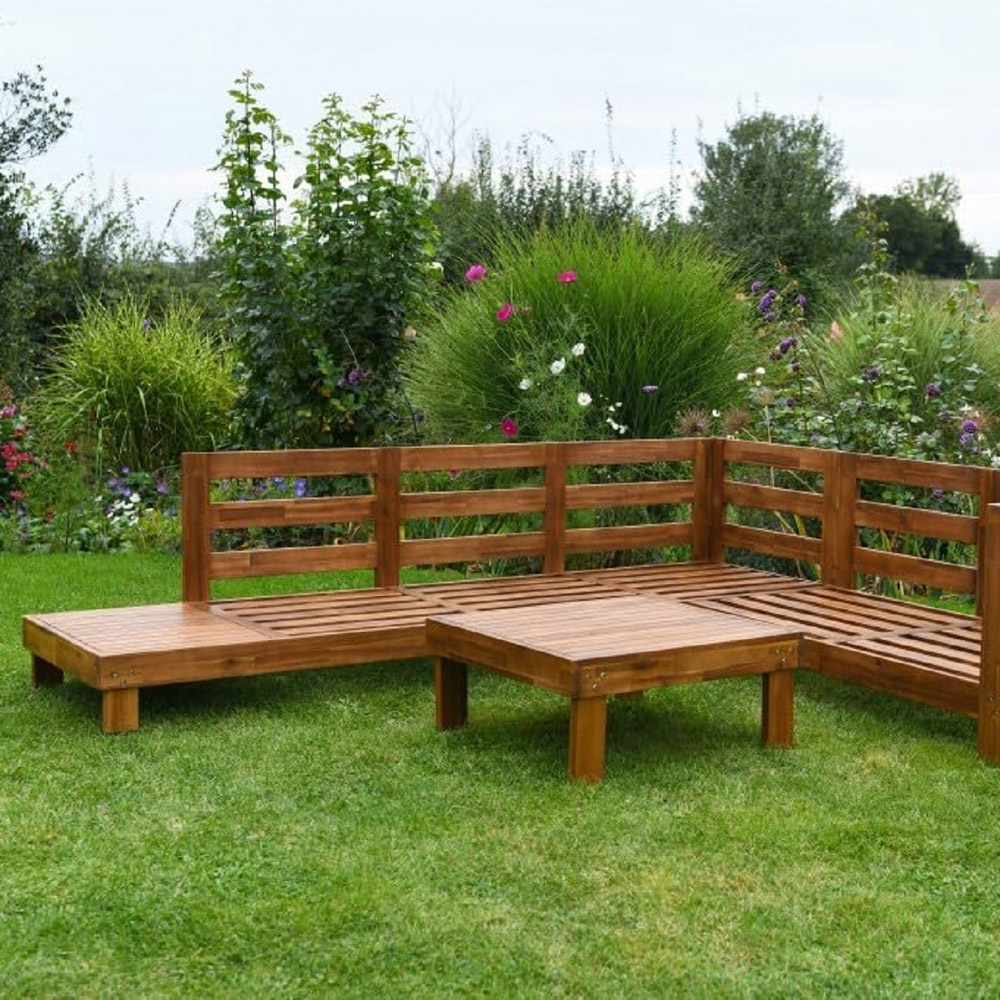 Garden Gear Montana 5 Seater L Shape Acacia Garden Sofa Set with Cushions Image 5