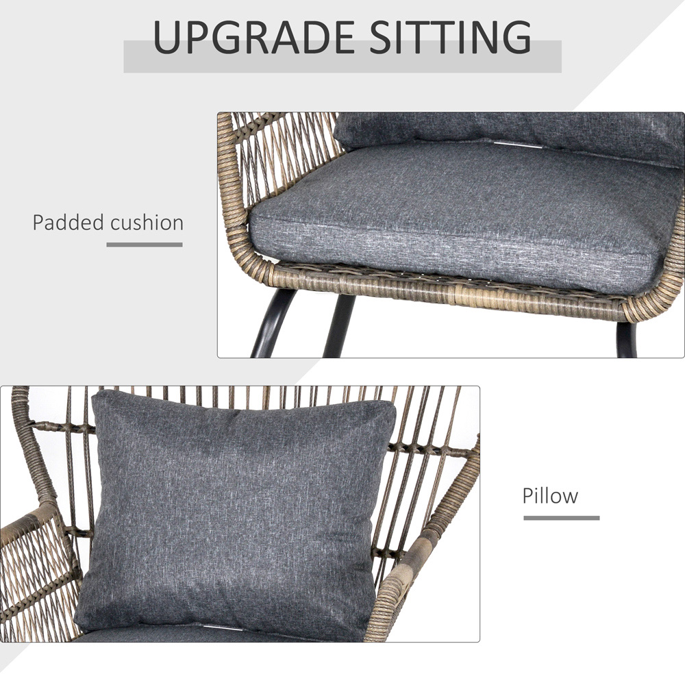 Outsunny 2 Seater Rattan Bistro Set Grey Image 4