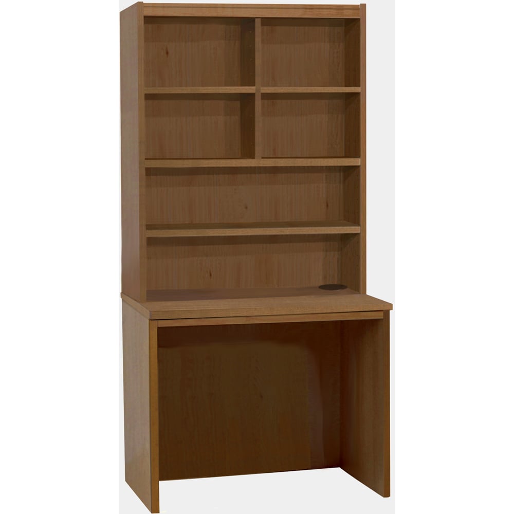 R White Cabinets 6 Shelf Home Office Desk with Hutch Brown Image 2