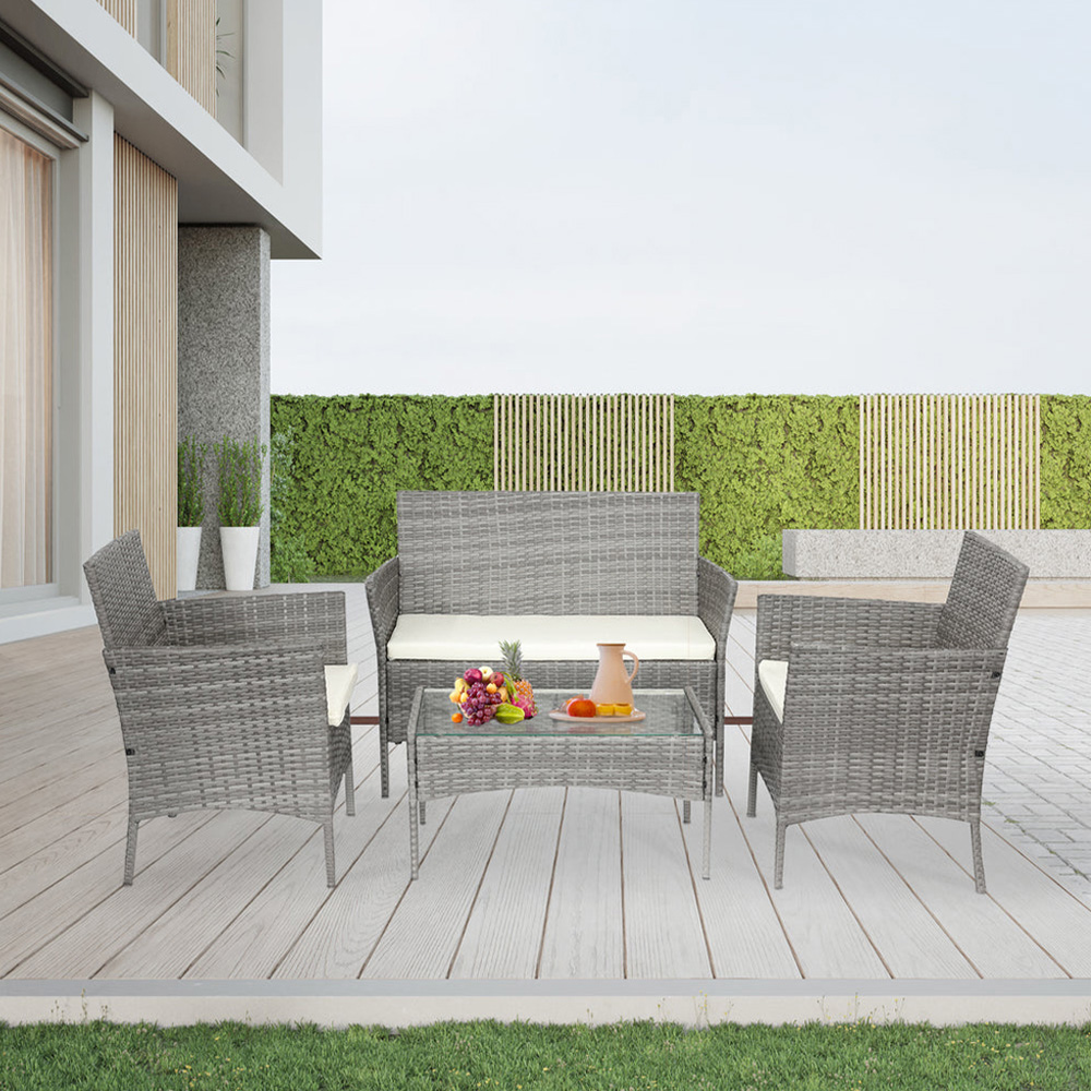 Alivio 4 Seater Grey Rattan Sofa Lounge Set Image 4