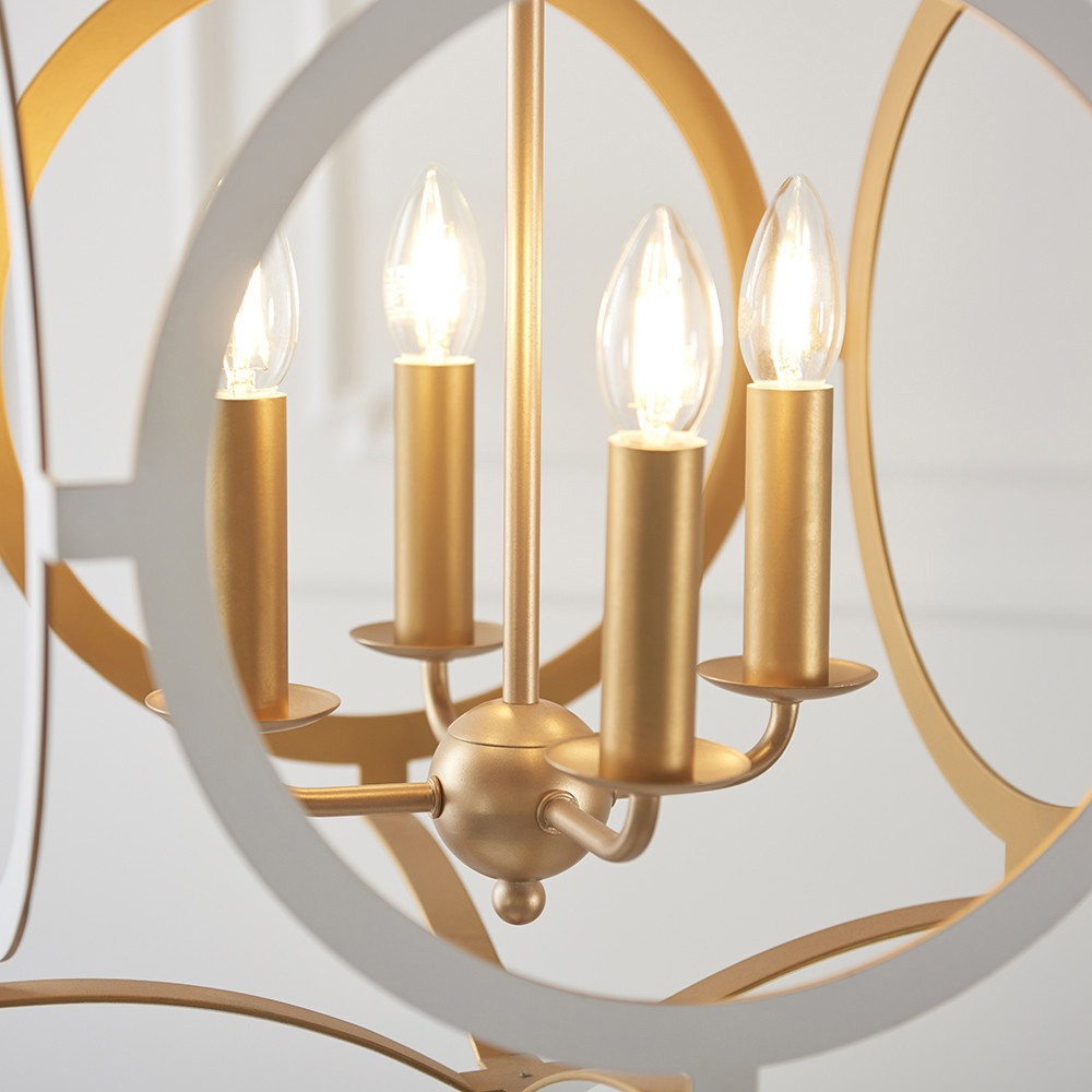 Merano Vicenza Matt White and Gold 4 Light Pendant Ceiling Light Image 5