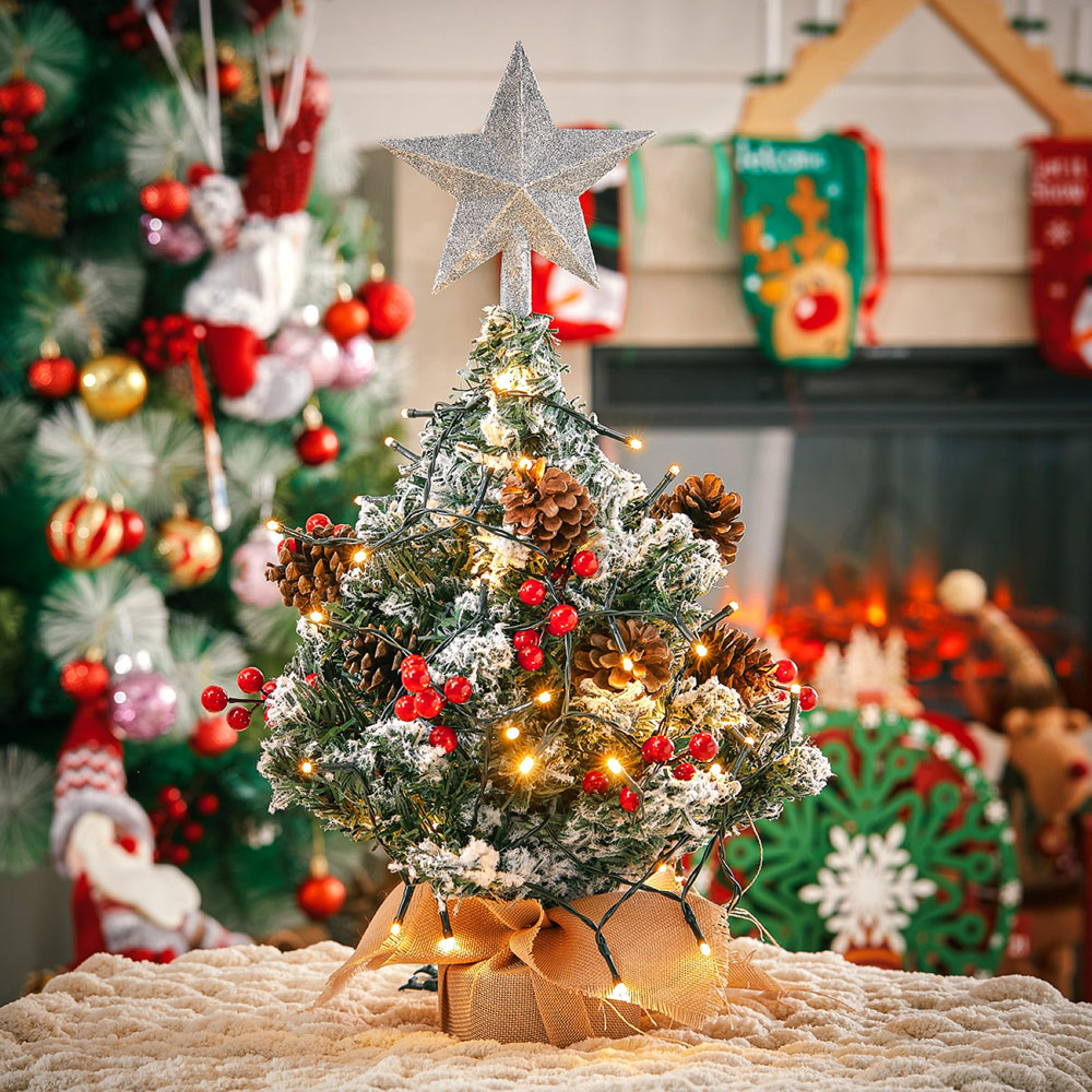 Living and Home Pre-Lit Tabletop Christmas Tree with Star Topper Image 7