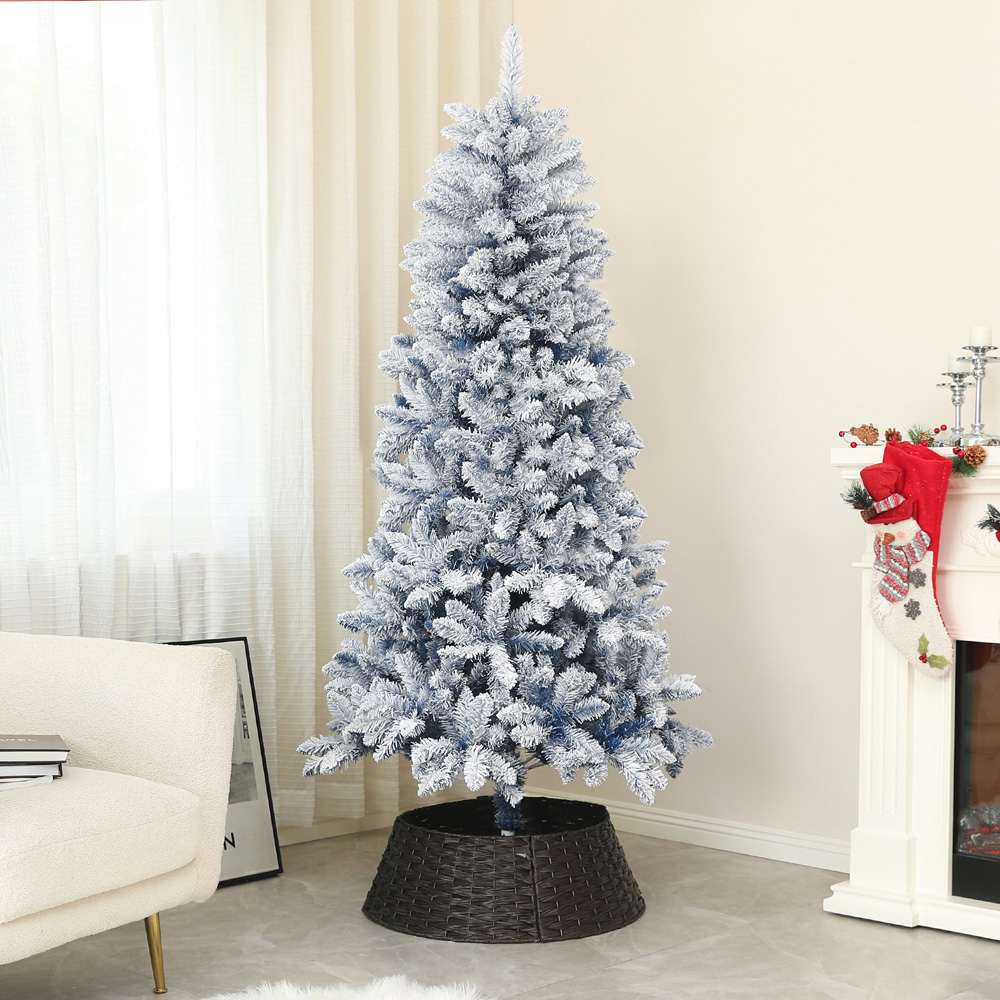Everglow Snow Flocked Blue Artificial Christmas Tree 6ft Image 2