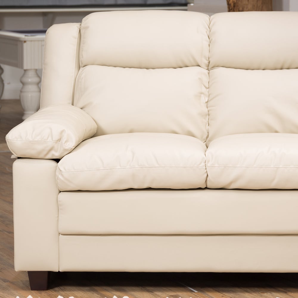 Standish 2 Seater Cream Bonded Leather Sofa Image 2