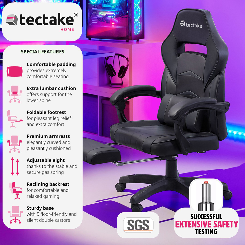 tectake Comodo Black Gaming Chair Image 3