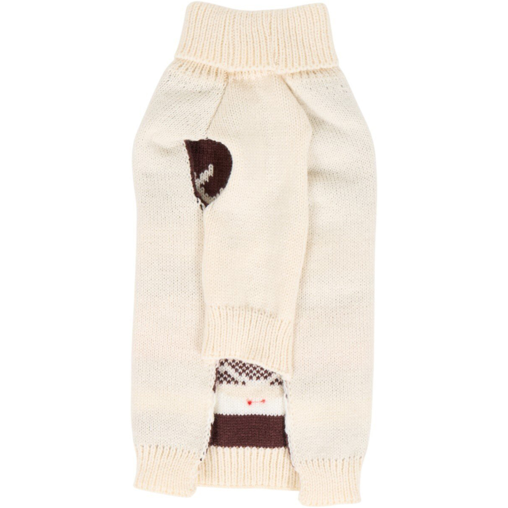 Reindeer Print Dog Jumper Cream S Image 3