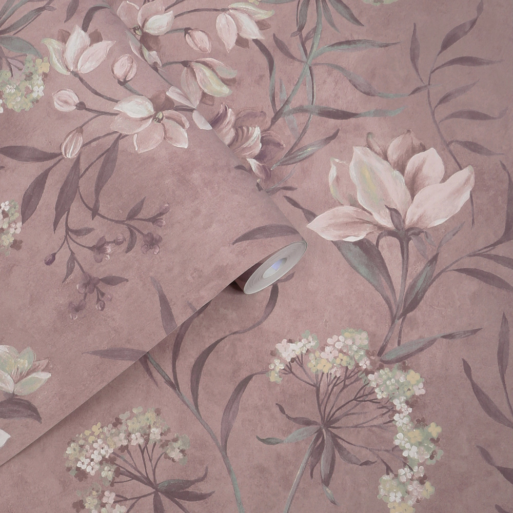 Laura Ashley Blairmore Floral Grape Wallpaper Image 2