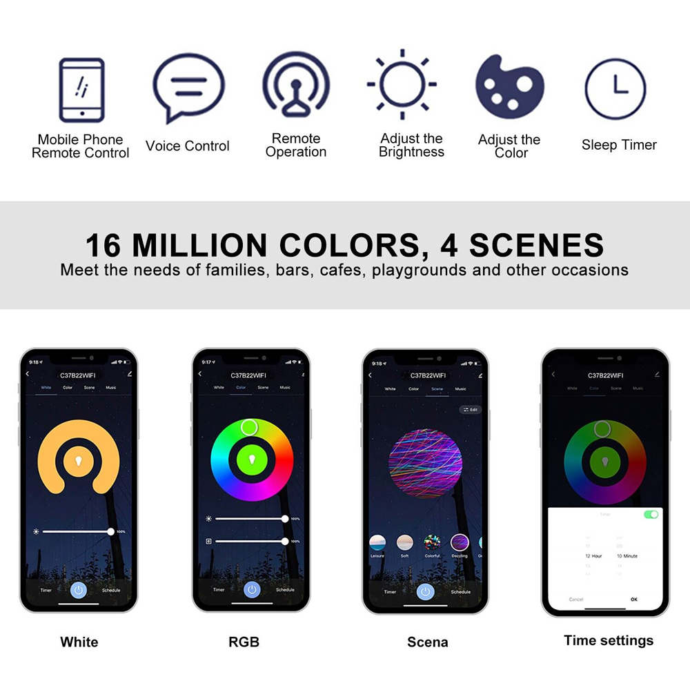 ExtraStar 2 Pack E14 Multicolour 6W WiFi LED Smart Light bulb Image 4