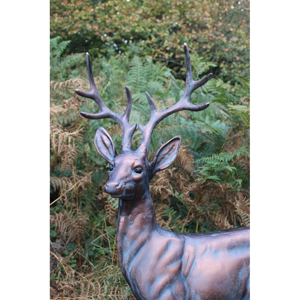 Inspirational Gifting Standing Stag Buck Cast Aluminium Garden Ornament Extra Large Image 5
