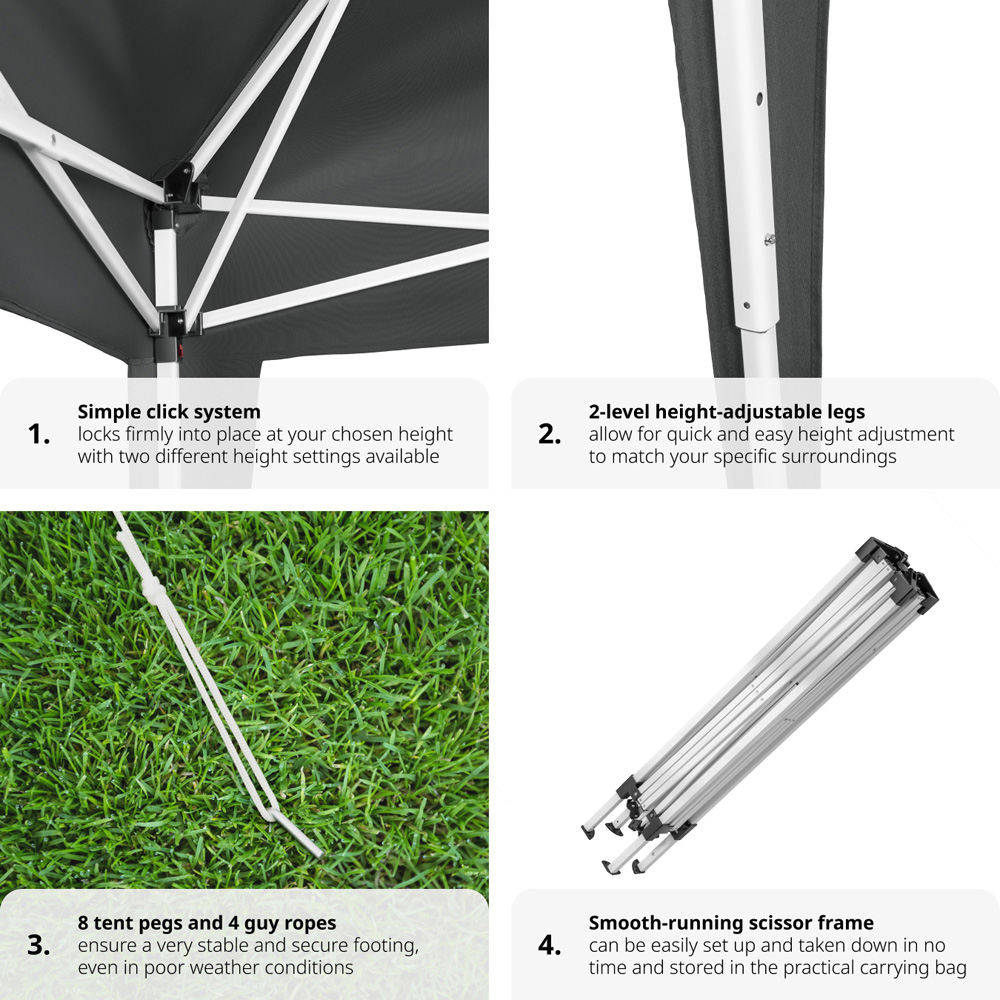 tectake Linosa 3 x 3m Grey Water and UV Resistant Gazebo Image 5