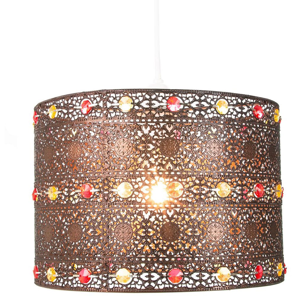 Happy Homewares Antique Bronze Acrylic Gem Moroccan Style Chandelier Pendant Shade Image 2