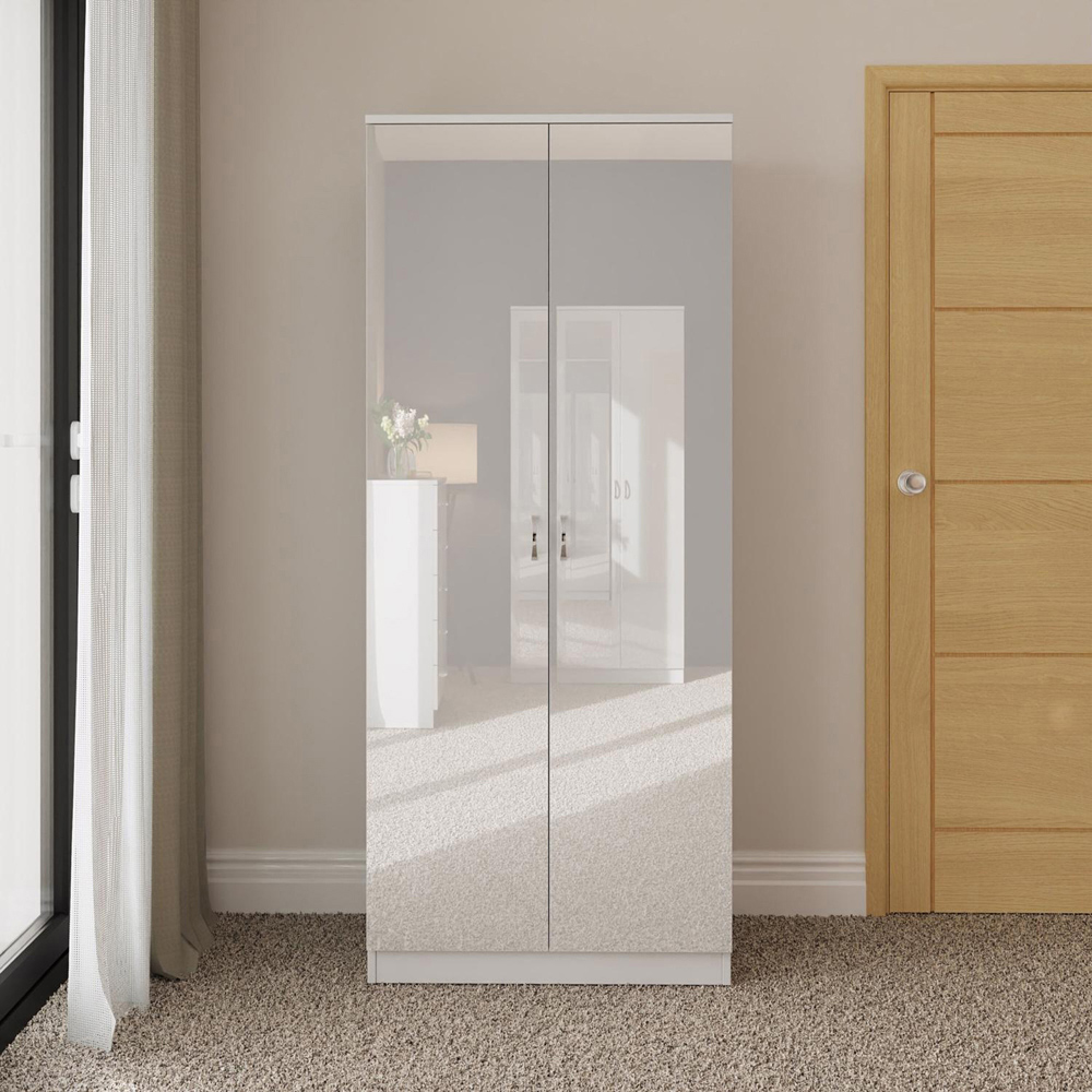 FWStyle Chilton 2 Door White Gloss Wardrobe Image 5