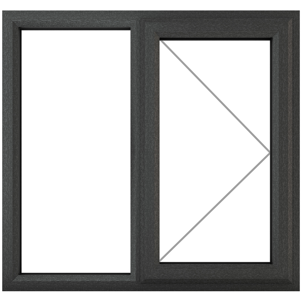 Crystal uPVC Double Glazed Window RH Side Hung Next to a Fixed Grey White Clear Glass 1190x1040mm Image 2