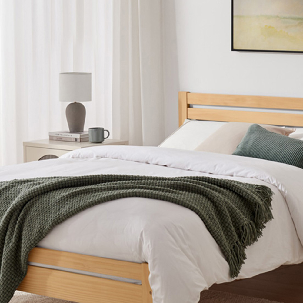 Furniturebox Cadhla King Size Oak Stain Solid Pine Bed Frame Image 2