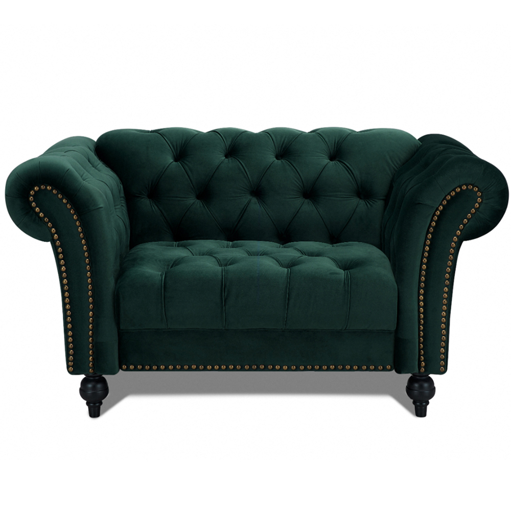 Home Detail Mayfair Green Velvet Curved Sofa Chair Image 3