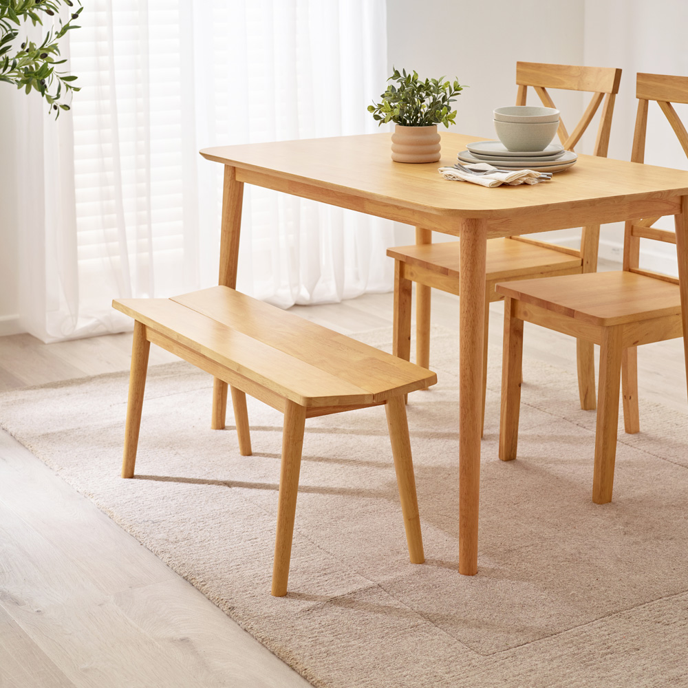 Furniturebox Lymington Marros 4 Seater Wooden Dining Set with Bench Oak Effect Image 9