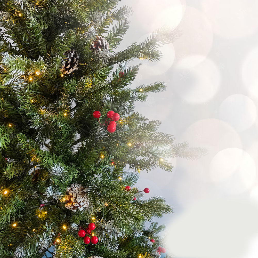 Noel Square Pre Lit Warm White LED Acorns and Berries Artificial Xmas Tree 5.9ft Image 3