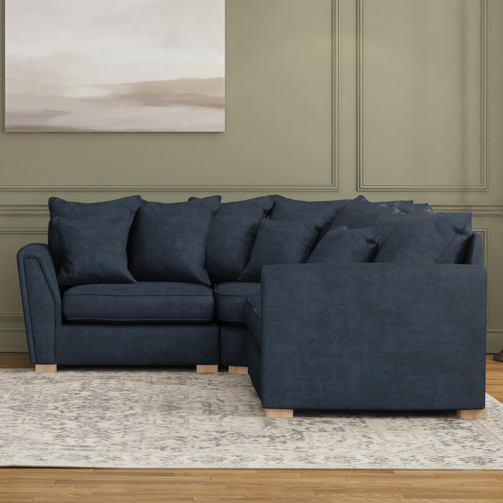 Wendleberry 3 Seater Royal Blue Plush Velvet Scatter Back Left Hand Corner Sofa Image 5
